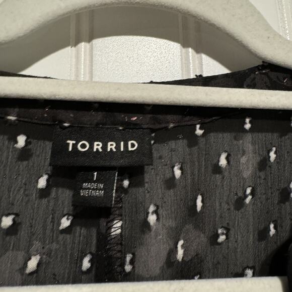 Torrid Swiss Dot Floral Midi Dress Black Gray Plus Size 1X - Picture 6 of 8